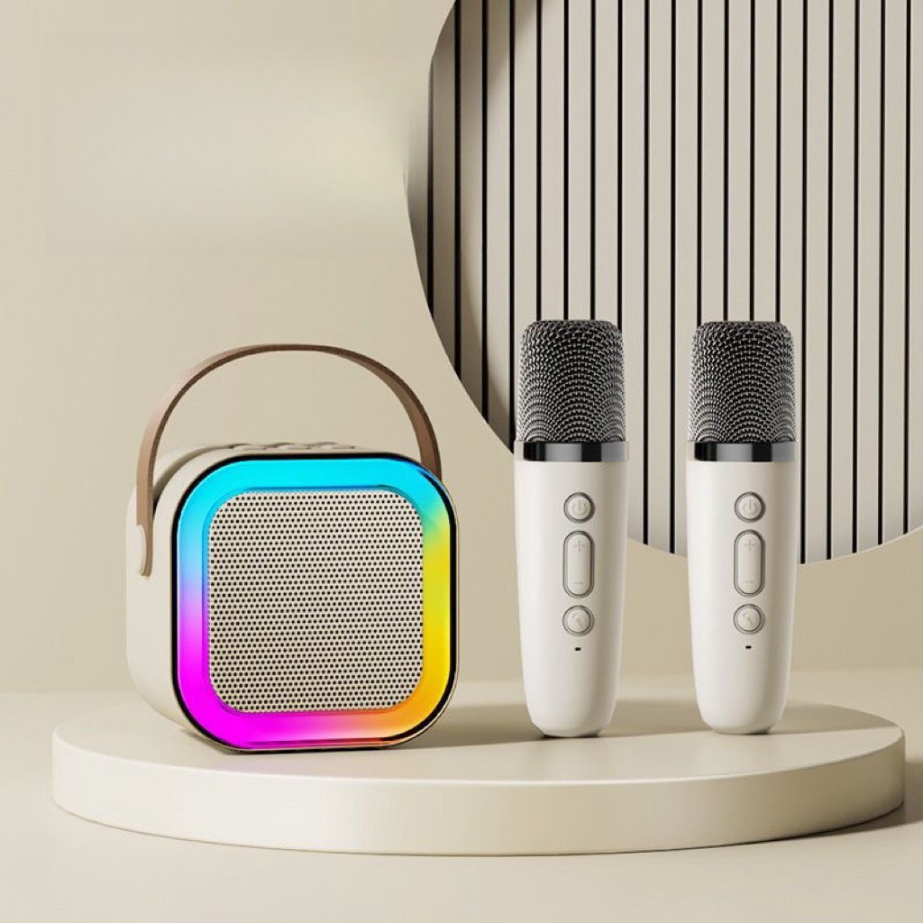 colourful karaoke sound system3 K12 Wireless Bluetooth PA Karaoke Speaker System with Dual Microphones – 🎤 Latfu K12 ব্লুটুথ কারাওকে মেশিন - Image 4